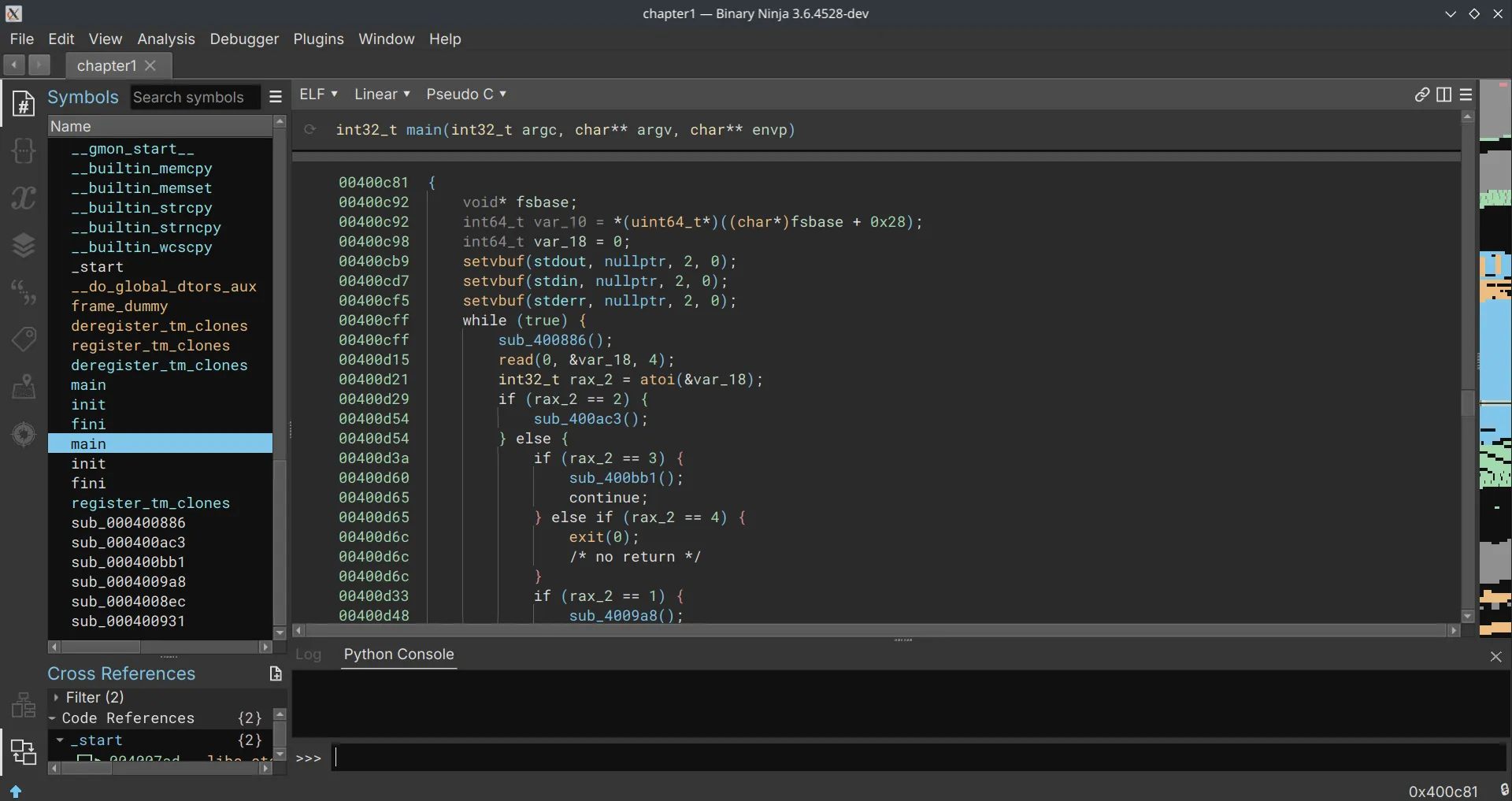 Example of the decompiler’s view