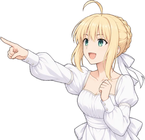 Artoria excitedly pointing toward HiddenLayer